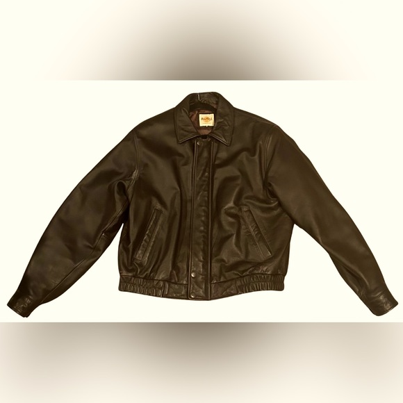 VINTAGE🍃99🍃HARD ROCK CAFE MAUI BROWN LEATHER BOMBER JACKET PURCHASED ON TRIP🍃 - Picture 10 of 12